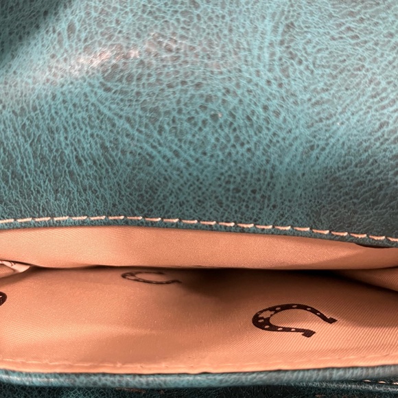 Crossbody purse turquoise/white/taupe - Picture 3 of 6